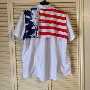 Magellan Outdoor American flag white polo